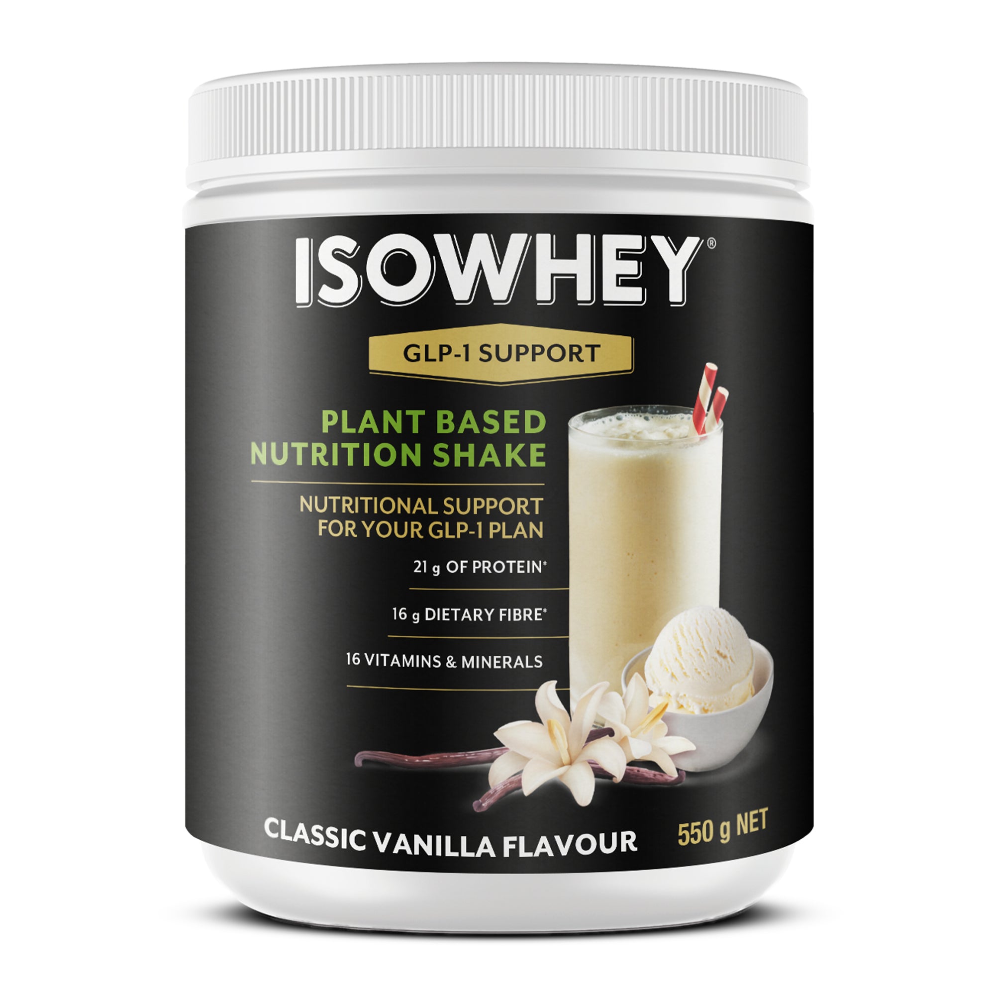 Isowhey GLP-1 Support Plant- Based Nutrition Shake Classic Vanilla 550 – Health Vitality Wholesale